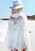 FLOWER LACE WITH EAGLE PRINT BEACH COVER UP