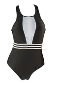 SPORTY MESH WITH BACK ZIPPER ONE PIECE SWIMSUIT