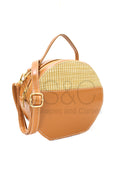 Round Leather Rattan Sling Bag