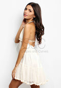 CLASSIC HALTER LACE BACKLESS BEACH PARTY DRESS