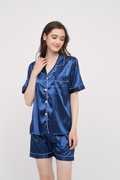 Basic Silk Pajama Short Sleeves Set Lounge Wear Sleepwear