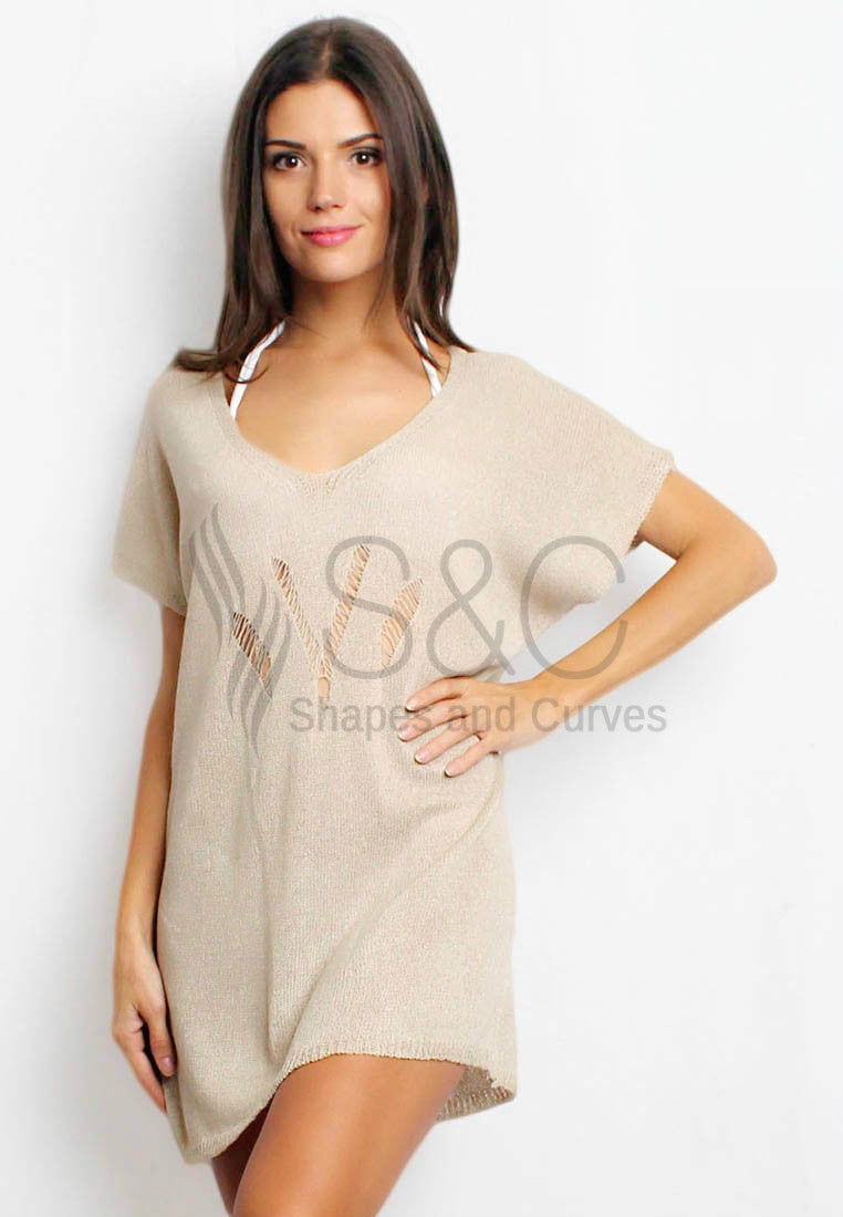 SIMPLE KNITTED BEACH COVER UP DRESS