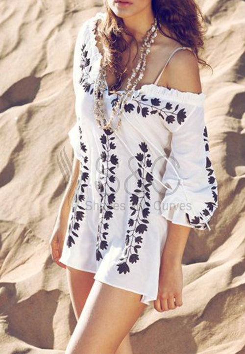 SEXY SWEET HEART EMBROIDERY BEACH COVER UP