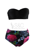 FLORAL HIGH-WAISTED TWO-PIECE SWIMSUIT