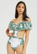 Palm Leaves Push Up One Piece Padded Swimsuit