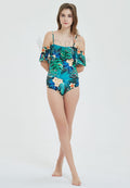 Tropical Flounce Bardot One Piece Swimsuit