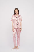 Basic Silk Pajama Long Pants Set Lounge Wear Sleepwear