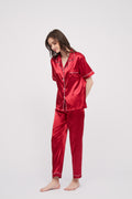 Basic Silk Pajama Long Pants Set Lounge Wear Sleepwear