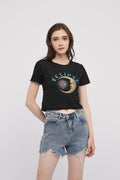 Eclipse Black Crop Top Cotton Tshirt