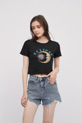 Eclipse Black Crop Top Cotton Tshirt