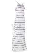 STRIPED KNOTTED CUT-OUT BACK MAXI DRESS