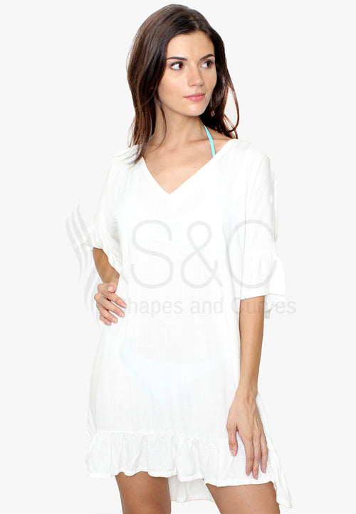 V Neck Loose Batwings Cover Up Beach Dress